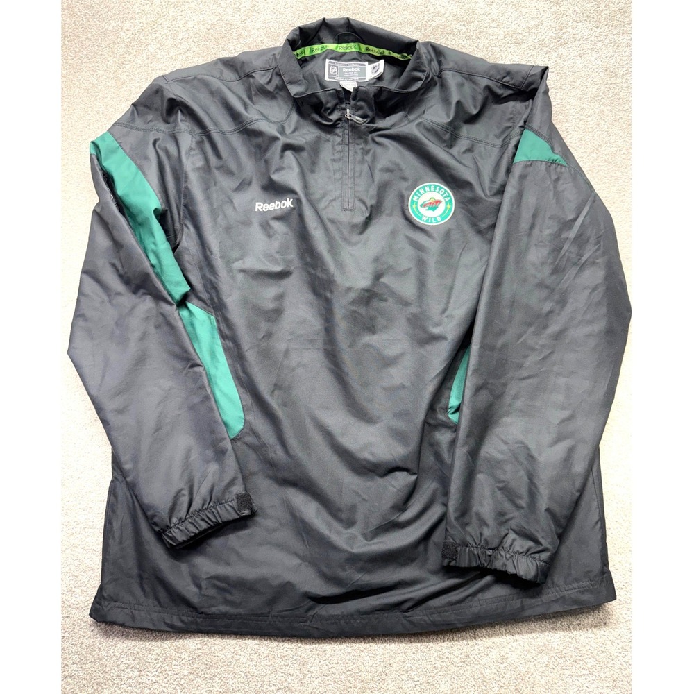 Reebok Minnesota Wild NHL Center Ice Quarter Zip Windbreaker Black Mens 2XL